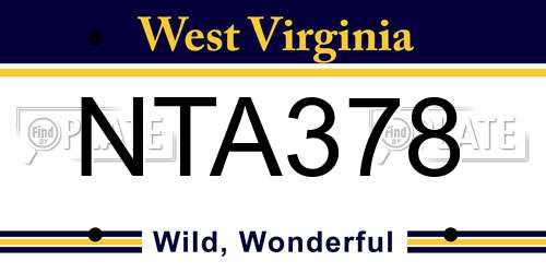 NTA378 West Virginia License Plate