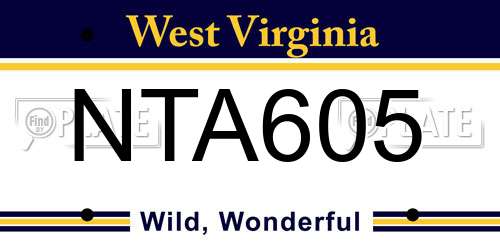 NTA605 West Virginia License Plate