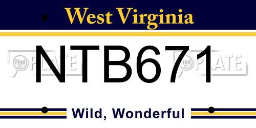 NTB671 West Virginia License Plate
