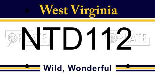 NTD112 West Virginia License Plate
