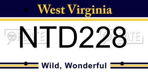 NTD228 West Virginia License Plate