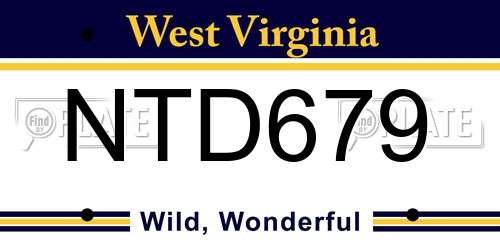 NTD679 West Virginia License Plate