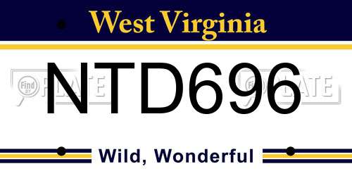 NTD696 West Virginia License Plate