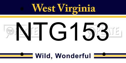 NTG153 West Virginia License Plate