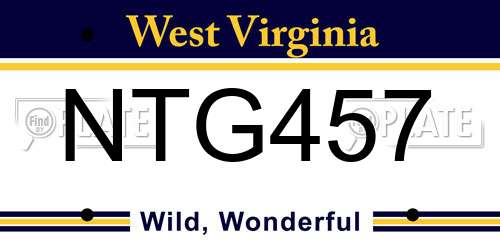 NTG457 West Virginia License Plate
