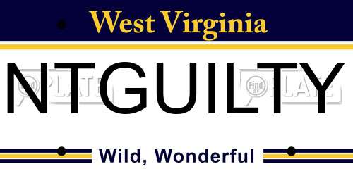 NTGUILTY West Virginia License Plate