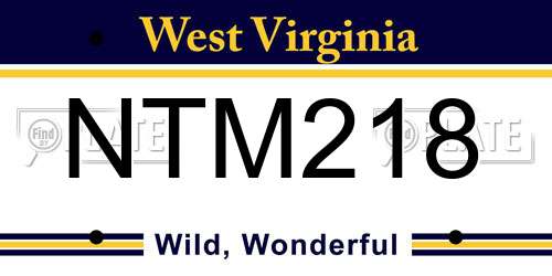 NTM218 West Virginia License Plate