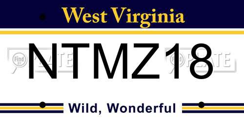NTMZ18 West Virginia License Plate