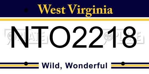 NTO2218 West Virginia License Plate