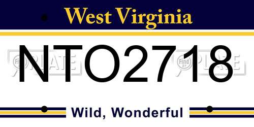 NTO2718 West Virginia License Plate