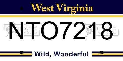 NTO7218 West Virginia License Plate