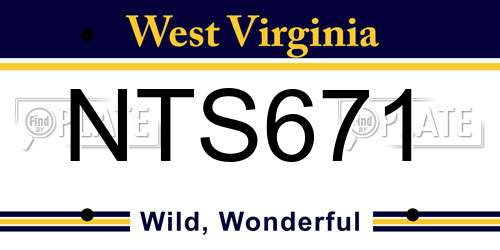 NTS671 West Virginia License Plate