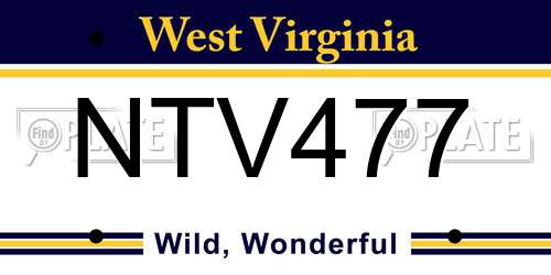 NTV477 West Virginia License Plate