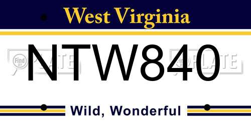 NTW840 West Virginia License Plate