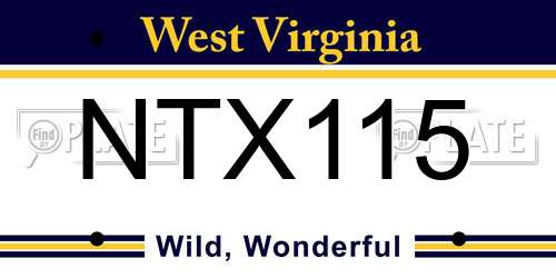 NTX115 West Virginia License Plate