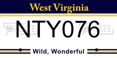 NTY076 West Virginia License Plate