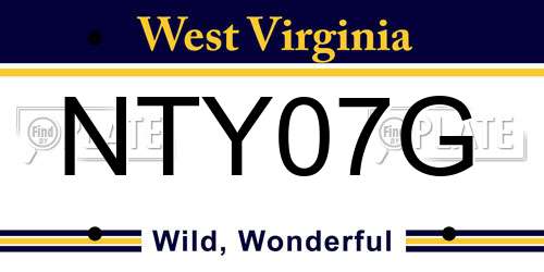 NTY07G West Virginia License Plate