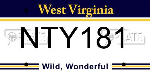 NTY181 West Virginia License Plate