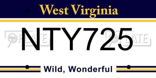 NTY725 West Virginia License Plate