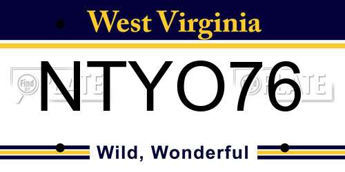NTYO76 West Virginia License Plate