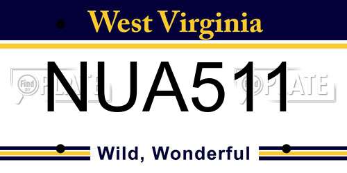 NUA511 West Virginia License Plate