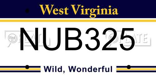 NUB325 West Virginia License Plate