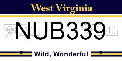 NUB339 West Virginia License Plate
