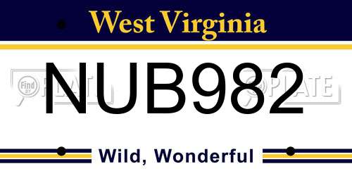 NUB982 West Virginia License Plate