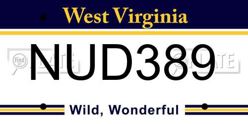 NUD389 West Virginia License Plate