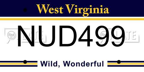 NUD499 West Virginia License Plate