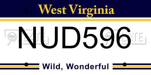 NUD596 West Virginia License Plate