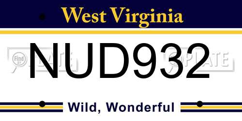 NUD932 West Virginia License Plate