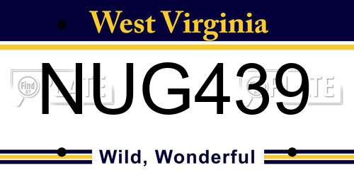 NUG439 West Virginia License Plate