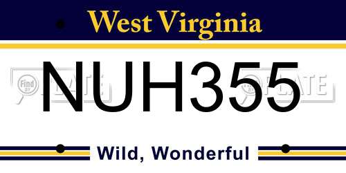 NUH355 West Virginia License Plate