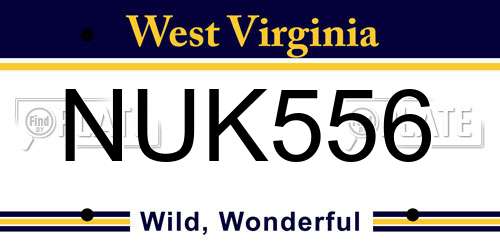 NUK556 West Virginia License Plate