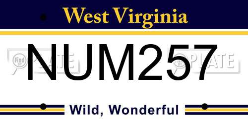 NUM257 West Virginia License Plate