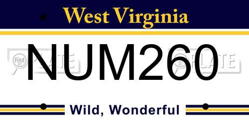 NUM260 West Virginia License Plate