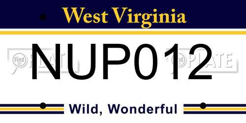 NUP012 West Virginia License Plate