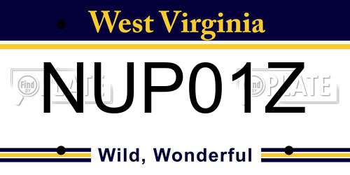 NUP01Z West Virginia License Plate