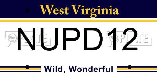 NUPD12 West Virginia License Plate