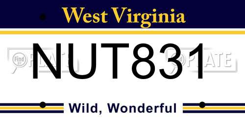 NUT831 West Virginia License Plate