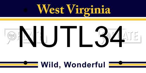 NUTL34 West Virginia License Plate