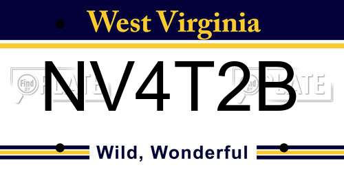 NV4T2B West Virginia License Plate