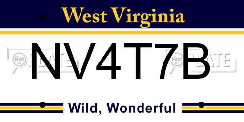 NV4T7B West Virginia License Plate