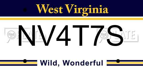 NV4T7S West Virginia License Plate