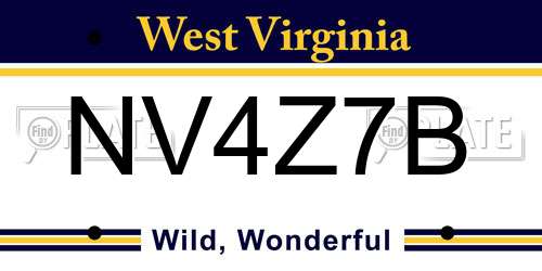 NV4Z7B West Virginia License Plate