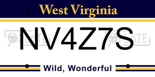 NV4Z7S West Virginia License Plate