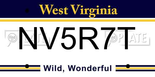NV5R7T West Virginia License Plate