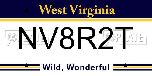 NV8R2T West Virginia License Plate