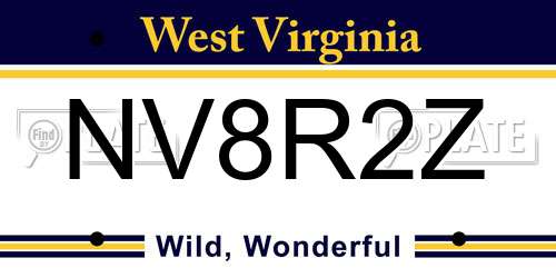 NV8R2Z West Virginia License Plate